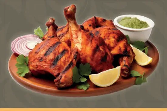 Tandoori chicken with lemon, red onion and mint sauce